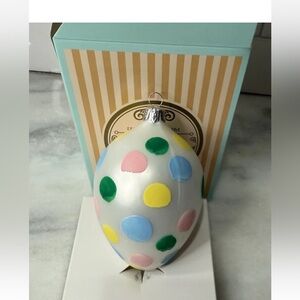 Vitbis Hand Blown Glass Easter Egg Polka For Polish Art Glass Ornament NIB